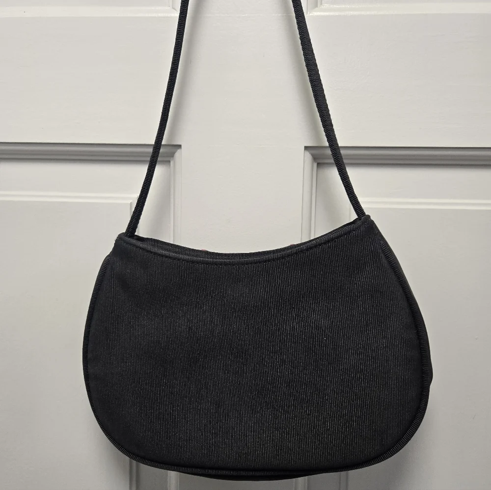Black Embroidered & Sequin Patch Shoulder Bag